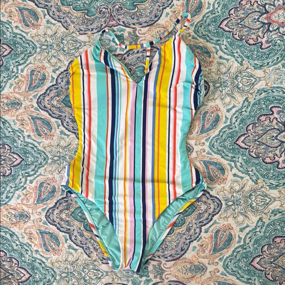 Striped Multicolor One-Piece Swimsuit Size S